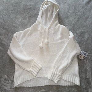 White Knit Sweater Hoodie